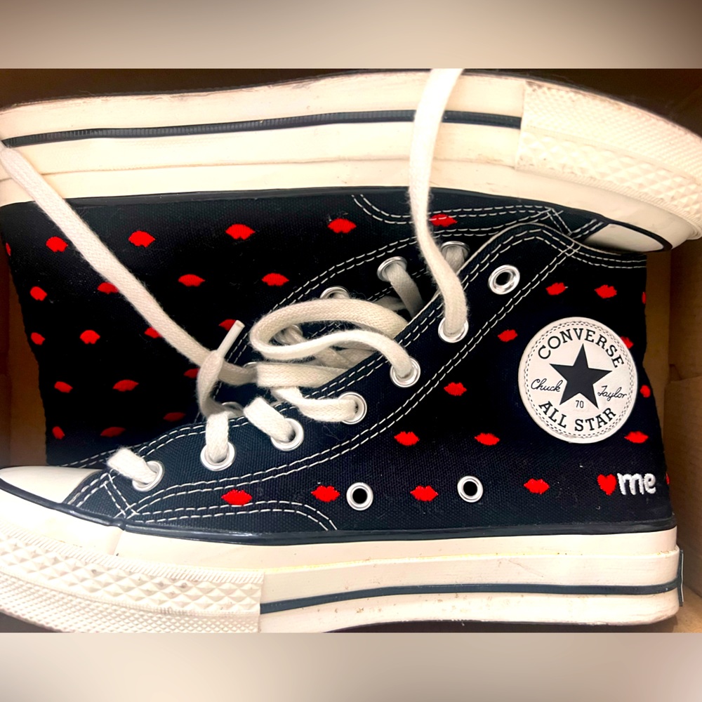 Converse Chuck 70 Hi Crafted With Love embroidered canvas sneakers.